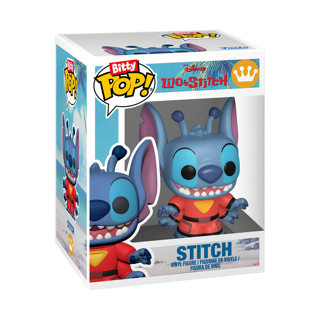 Mini vinylfiguur Stitch uit Lilo & Stitch in display case met afneembare bodem