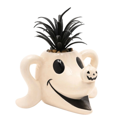 Keramische Zero plantenpot met kunstplant, geïnspireerd op The Nightmare Before Christmas.