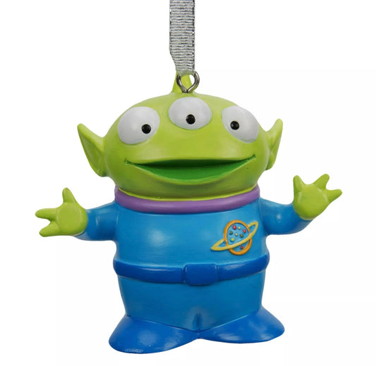 Vrolijk kerstornament met de iconische drieogige Alien uit Toy Story – perfect als feestelijke decoratie of magisch cadeau voor Disney-fans.