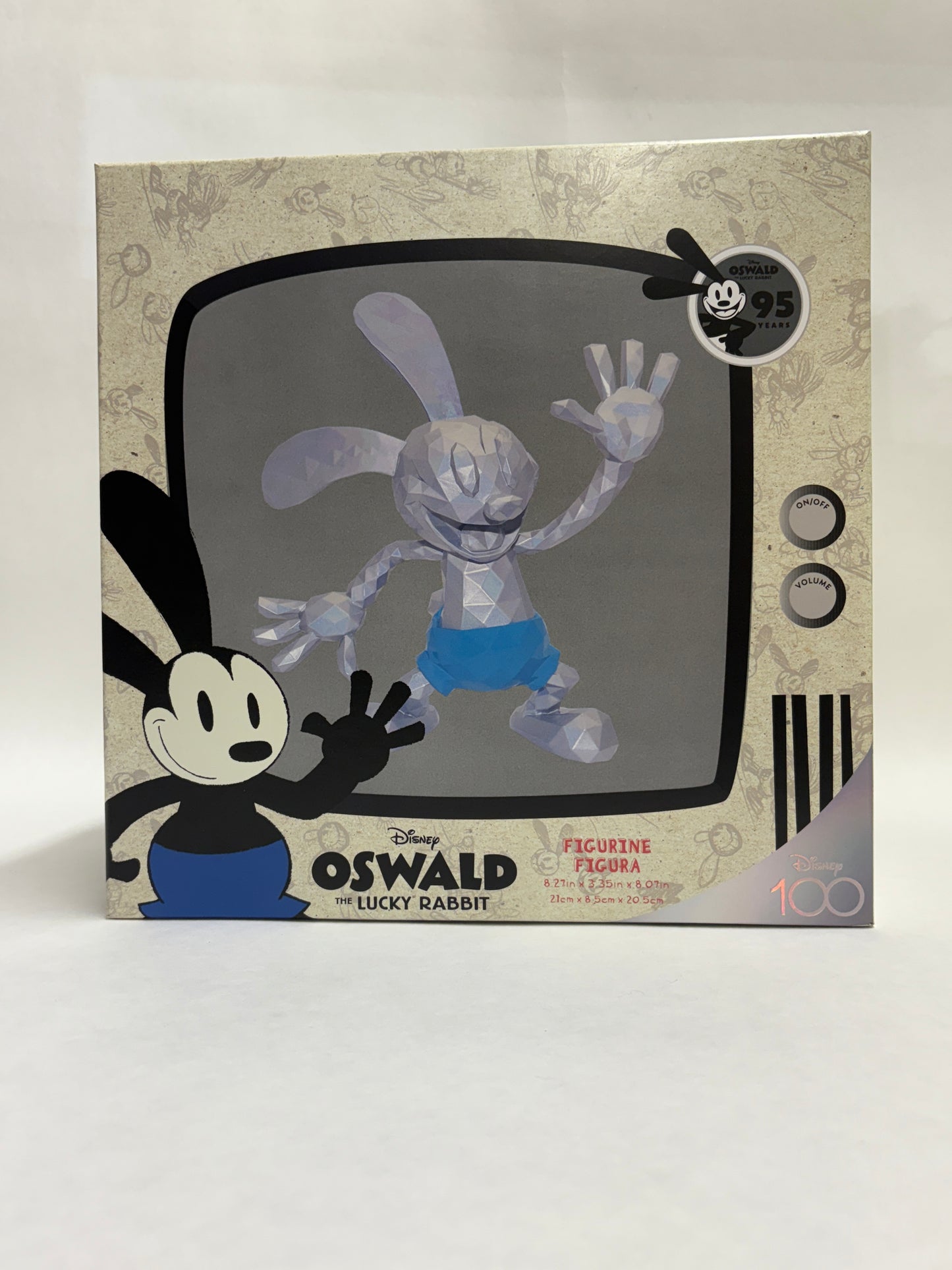 Disney Oswald beeldje in zwart-wit design, geïnspireerd op de originele tekenfilms uit de jaren 1920.