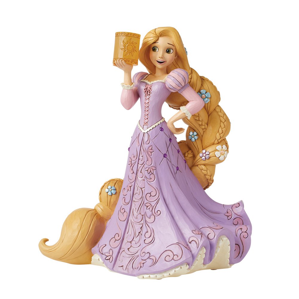 Disney Traditions Rapunzel Deluxe beeld van Jim Shore, handbeschilderd Disney Princess verzamelbeeld met Rapunzel in paarse jurk uit de film Tangled.