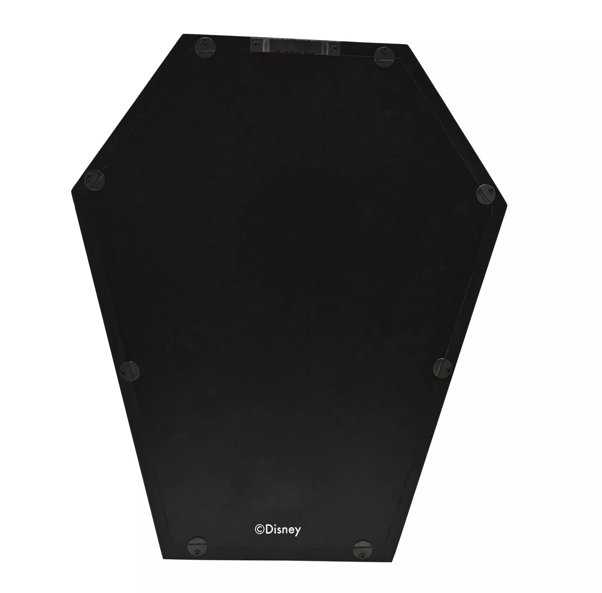 Decoratief spiegelpaneel met 3D-effect, featuring een gedetailleerde illustratie van Jack Skellington in een zwart omlijnd, doodskistvormig frame.