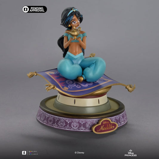 Jasmine Anime Princess Statue van Iron Studios met turquoise outfit en sierlijke juwelen, afgewerkt in heldere kleuren en anime-stijl.