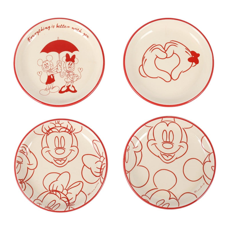 Disney Home Mickey & Minnie Ontbijt Borden Set Valentine met Valentijnsdesign, duurzame borden voor ontbijt, brunch of speciale gelegenheden.