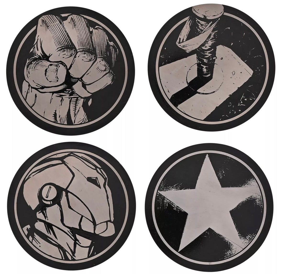 Marvel The Avengers set van 4 Ronden Onderzetters - Started With The Mouse