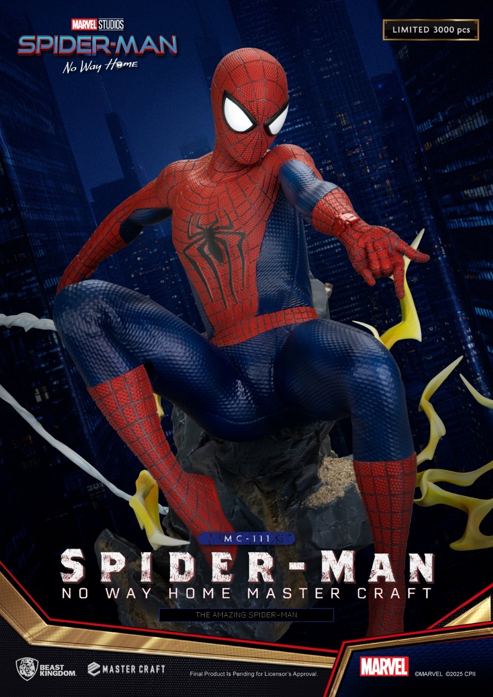 The Amazing Spider-Man MasterCraft statue – dynamische pose met thematische No Way Home basis