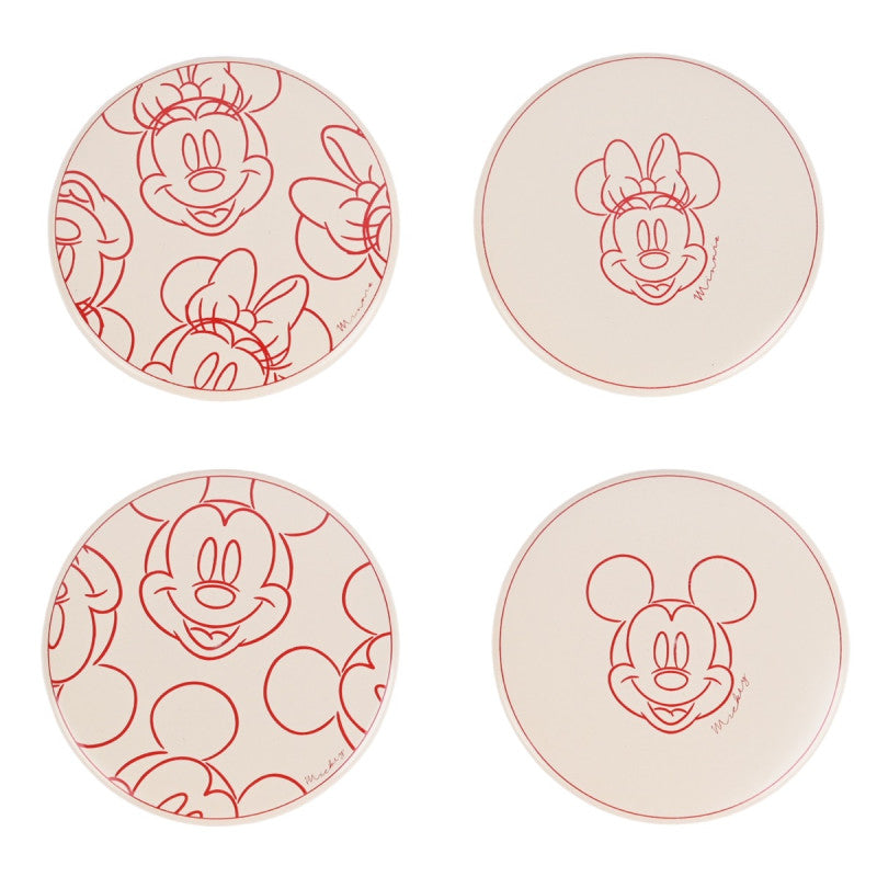 Disney Home Mickey & Minnie Mouse Valentijn onderzetters met romantisch design, decoratieve onderzetters voor een liefdevolle tafelsetting.