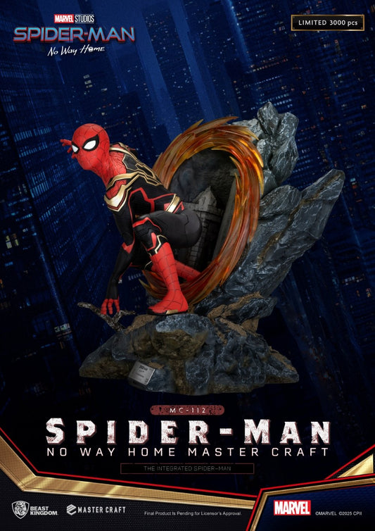 Premium Spider-Man No Way Home collectie – handgeschilderd standbeeld van Integrated Spider-Man met metallic afwerking