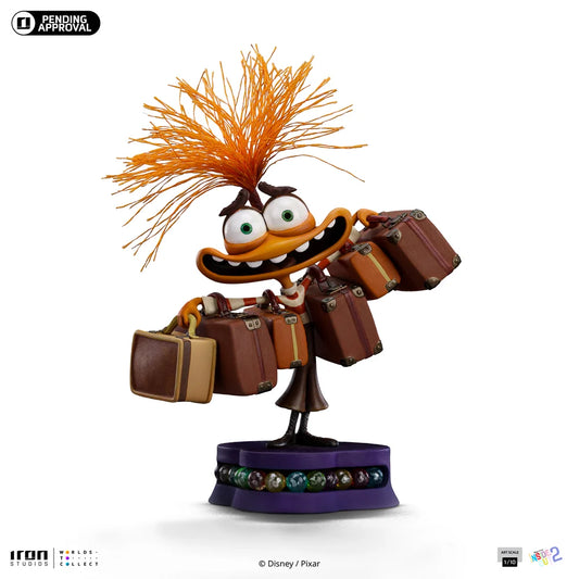 Maak kennis met Anxiety, de energieke en licht gespannen nieuwkomer uit Inside Out 2, prachtig vastgelegd in deze Art Scale 1/10 statue van Iron Studios.