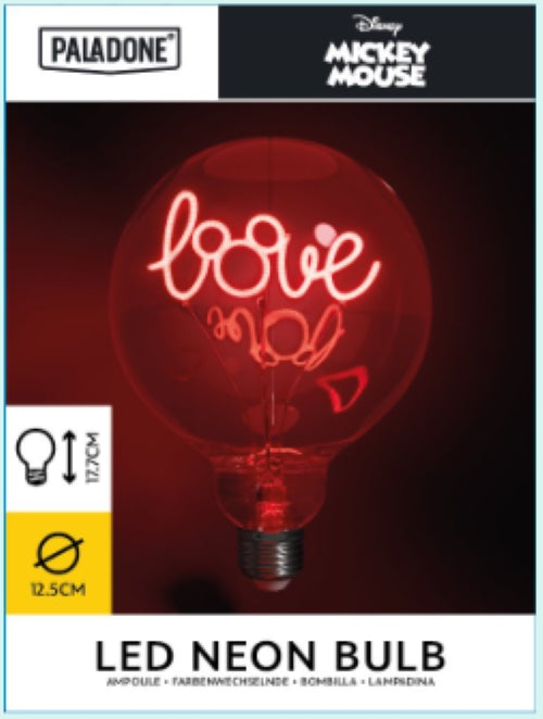 Decoratieve neon LED-lamp met retro charme – Geïnspireerd door Mickey Mouse, Disney-personages en popcultuuriconen, met zichtbare neonfilamenten voor een stijlvolle en nostalgische sfeer in huis of kantoor.