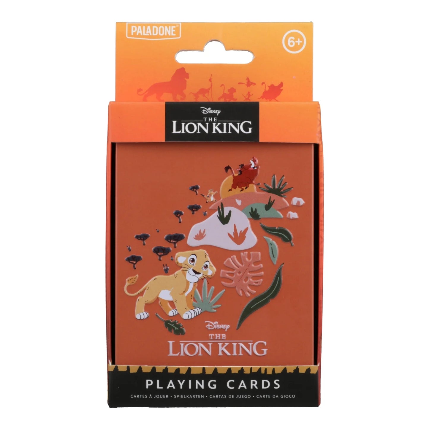 Ervaar de tijdloze klassieker The Lion King opnieuw met deze unieke set speelkaarten, compleet met een opbergblik in reliëf voor stijlvolle opslag.