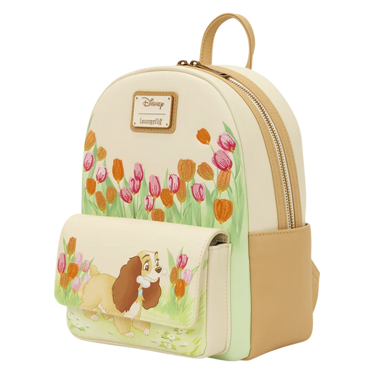 Disney Lady & Tramp pastel rugzak – stijlvolle Loungefly tas voor school, werk of dagelijks gebruik