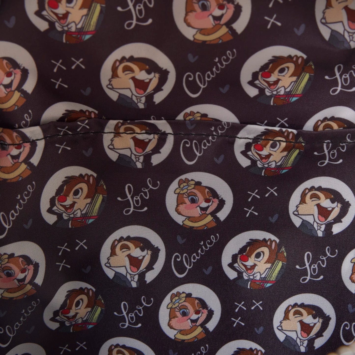 Disney Loungefly Two Chips and a Miss rugzak met Chip en Dale design en opvallende kleurrijke accenten.