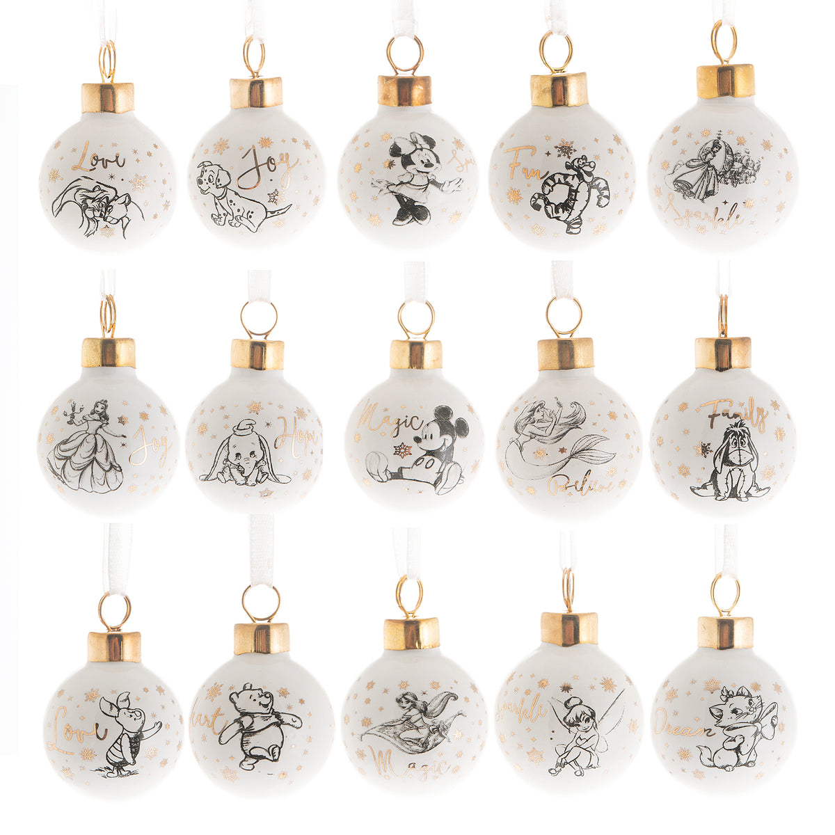 Disney Set met 15 Kleine Kerstballen - Started With The Mouse
