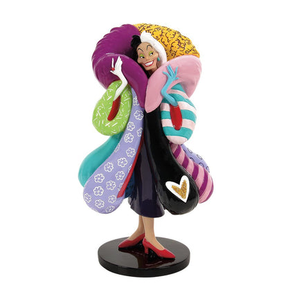 “Britto Cruella de Vil beeld, kleurrijk Disney pop-art ontwerp geïnspireerd door Romero Britto, officiële collectible voor fans en verzamelaars.”