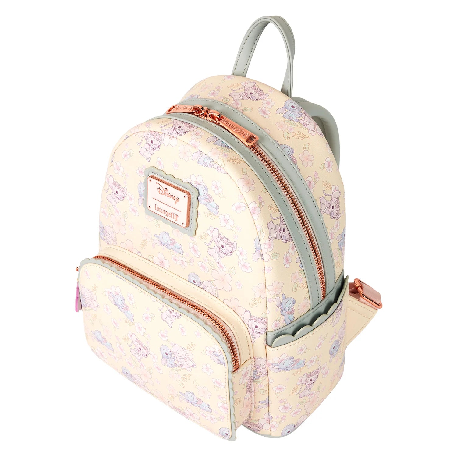 Disney Stitch tas van Loungefly met sierlijke bloemetjes en een verfijnde lente-uitstraling.