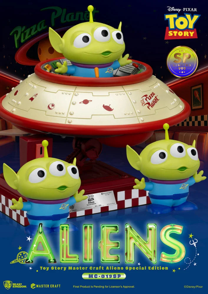 “Handgemaakt Master Craft Toy Story Aliens beeld, iconische pose en hoogwaardige materialen.”