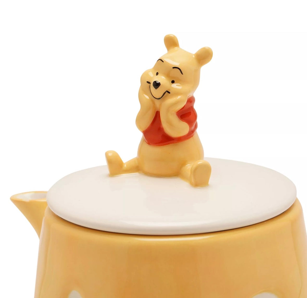 Keramische Disney Winnie Honey Pot theepot met geel-wit design, charmant serviesitem en ideaal cadeau voor fans en verzamelaars