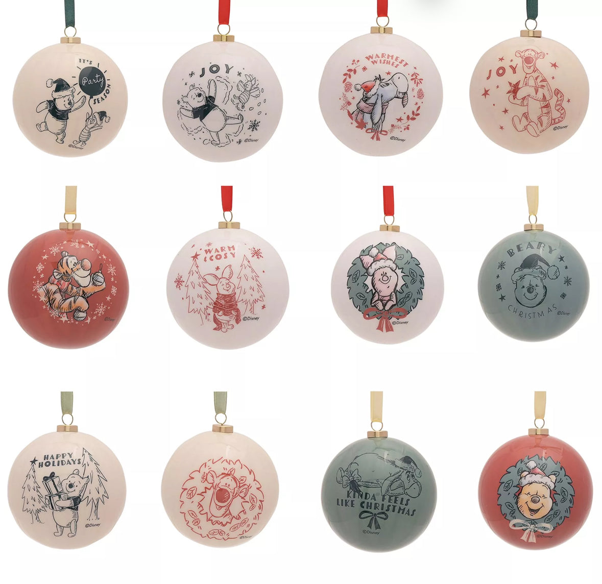Disney Winnie de Pooh set van 12 Kerstballen