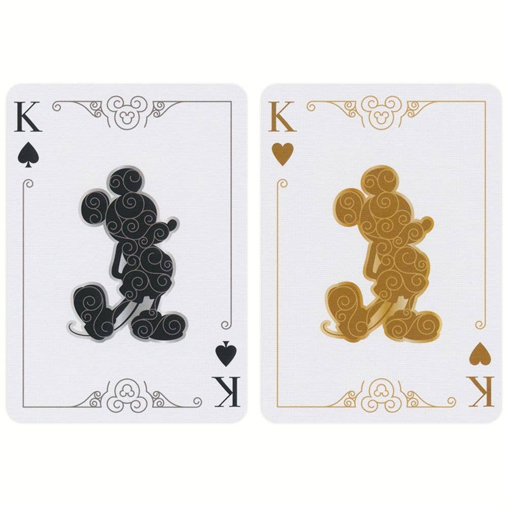 Mickey Mouse kaartdeck met luxe zwarte en gouden afwerking.