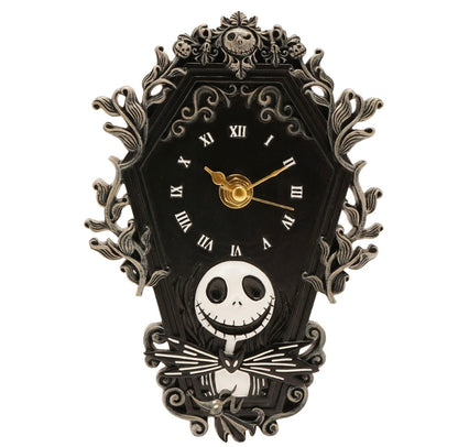Jack Skellington decoratieve klok van kunsthars met gotische details en zwarte wijzerplaat