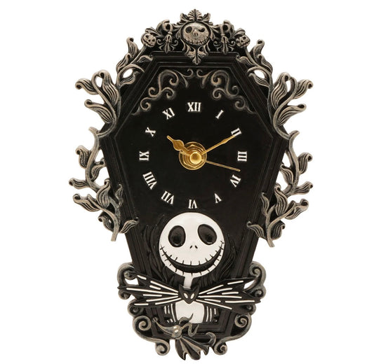 Jack Skellington decoratieve klok van kunsthars met gotische details en zwarte wijzerplaat