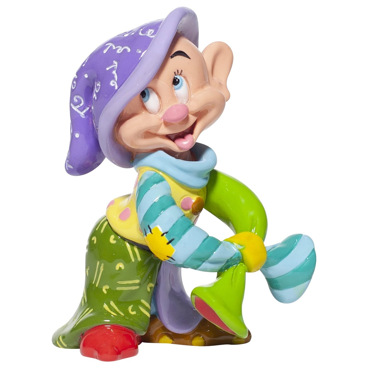 Dopey beeldje van Romero Britto – handbeschilderd popart figurine met heldere kleuren, geleverd in merkdoos met venster.