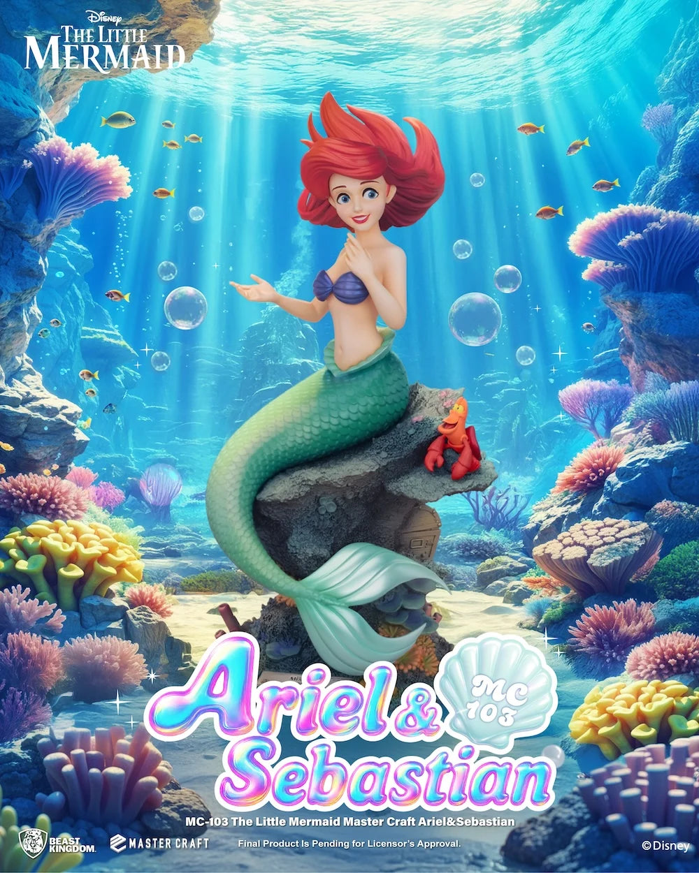 “Master Craft Ariel met Sebastiaan beeld, zeer gedetailleerd en luxe afgewerkt, iconisch duo uit De Kleine Zeemeermin.”