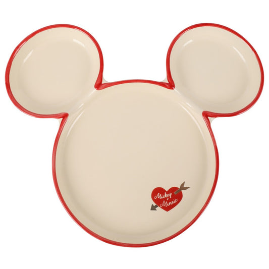 Disney Home Mickey Ears Plate Large Valentine, groot bord in Mickey Mouse-oren vorm met Valentijnsdesign, duurzaam en geschikt voor dagelijks gebruik of speciale gelegenheden.
