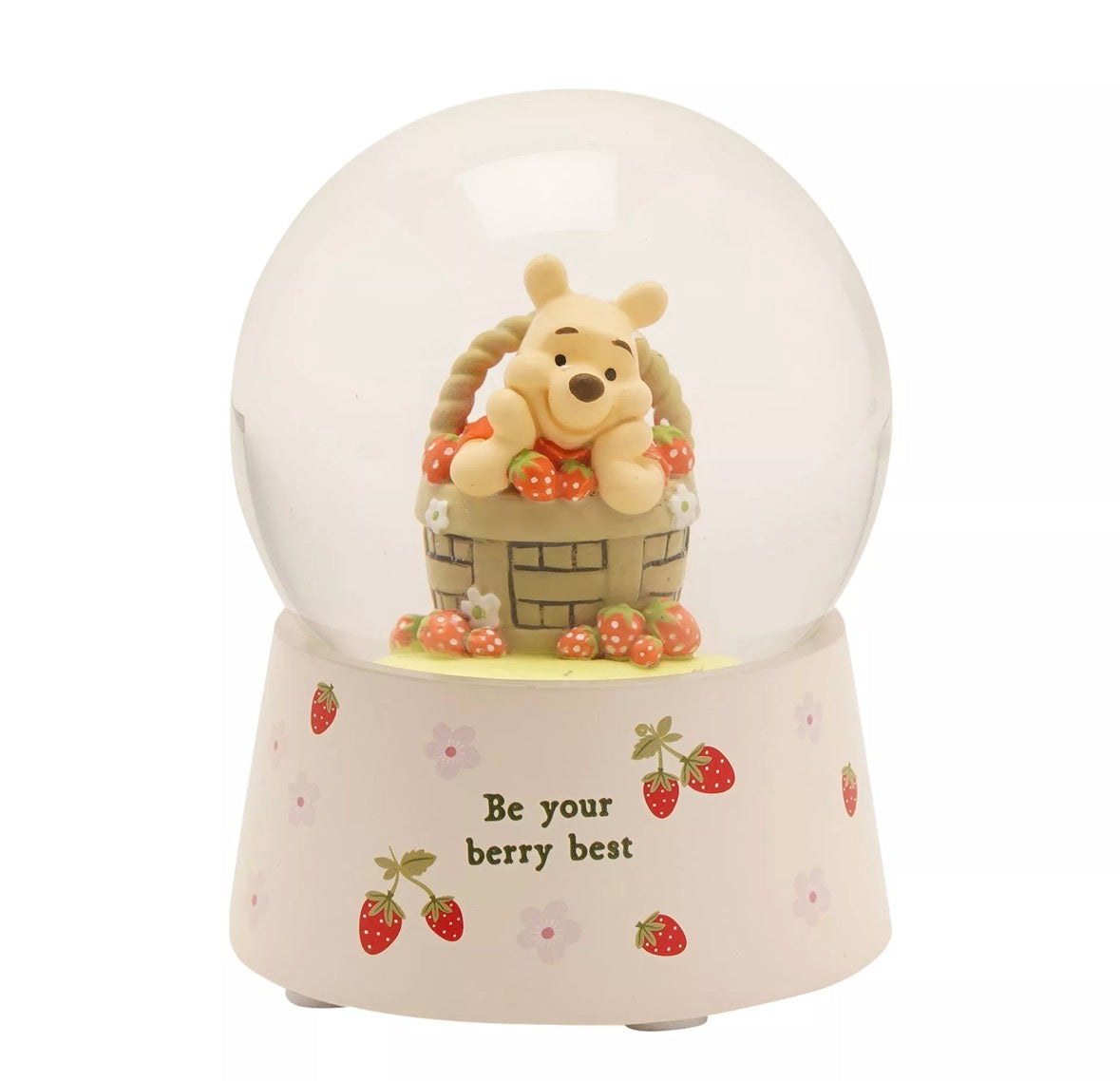 Disney Winnie de Poeh sneeuwbol met aardbeitjes – charmant Honderd Bunderbos decor voor plank, bureau of kast