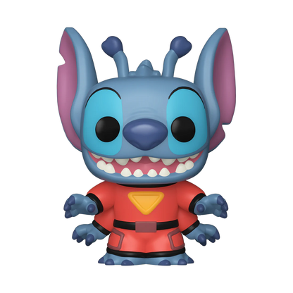 Schattige Bitty POP! Stitch die plaatsneemt in zijn rode Red One-speeder