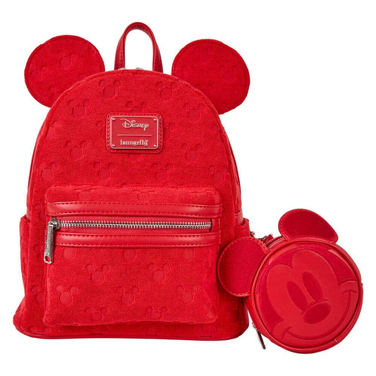Loungefly Mickey Ears Burnout tas met fluwelen stof en subtiel Mickey-silhouet voor de stijlvolle Disney-fan.