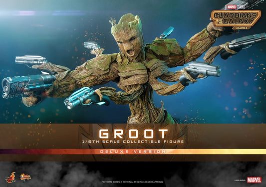 Hot Toys Groot Deluxe 1/6 figure in volwassen, gespierde vorm uit Guardians of the Galaxy Vol. 3.