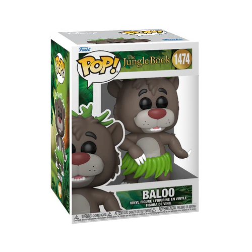 "Vrolijk en speels Baloo Funko Pop! figuurtje uit The Jungle Book, officieel gelicentieerd Disney-product, ideaal voor display op plank of bureau."