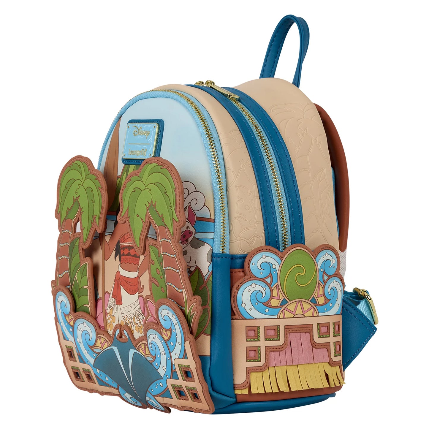 Loungefly Disney Moana mini-backpack met hart van Te Fiti, vegan leer en kleurrijk tropisch ontwerp – perfecte rugzak voor fans en reizigers.