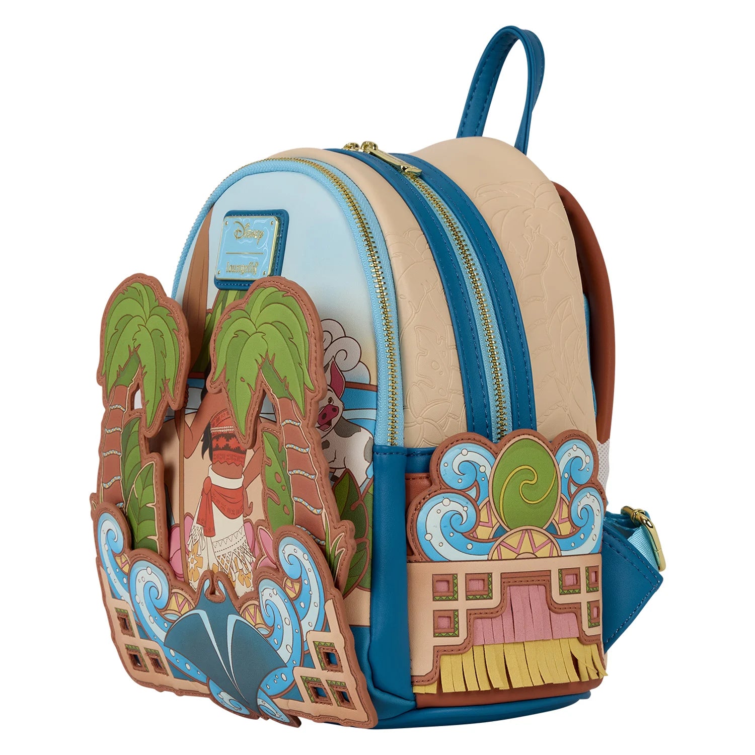 Loungefly Disney Moana mini-backpack met hart van Te Fiti, vegan leer en kleurrijk tropisch ontwerp – perfecte rugzak voor fans en reizigers.