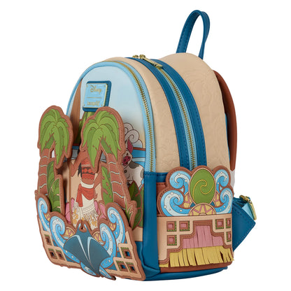 Loungefly Disney Moana mini-backpack met hart van Te Fiti, vegan leer en kleurrijk tropisch ontwerp – perfecte rugzak voor fans en reizigers.