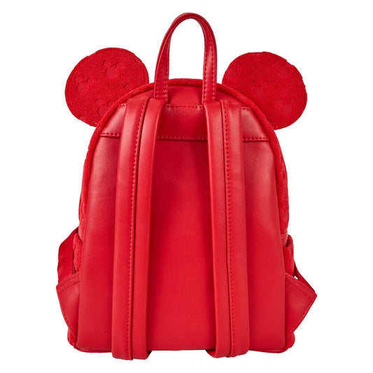 Stijlvolle zwarte Loungefly tas met burnout-stof en speelse Mickey-oren – perfect voor elke Disney-liefhebber.