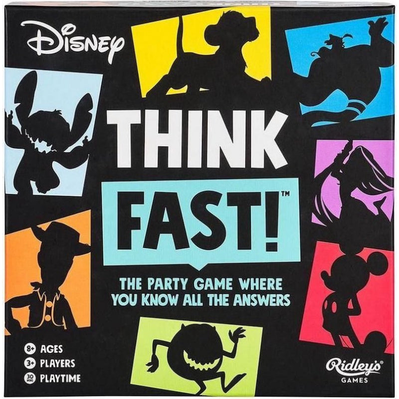 Test je Disney-kennis met het Ridley's Games Think Fast gezelschapsspel, een trivia spel met 240 vragen voor uren speelplezier.