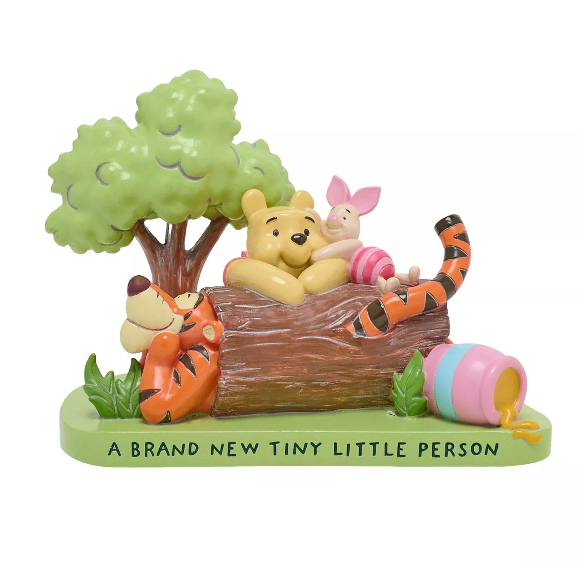 Disney Winnie the Pooh beeldje met tekst A Brand New Tiny Little Person als kraamcadeau voor babykamer decoratie