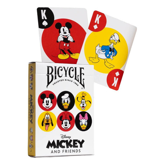 Kleurrijk deck met Disney’s Sensational Six: Mickey, Minnie, Donald, Katrien, Goofy en Pluto op Bicycle speelkaarten.