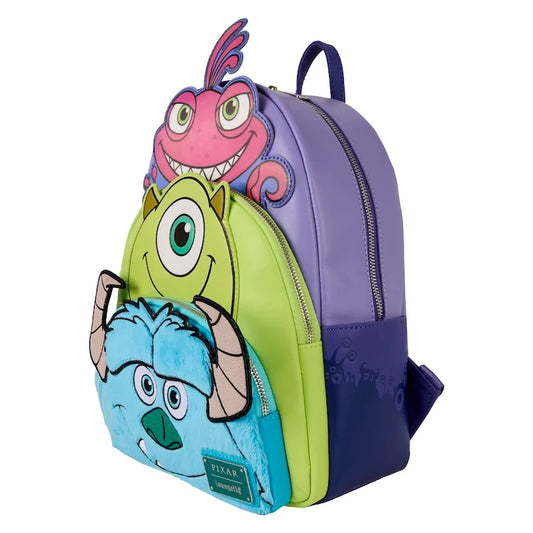 Detailfoto van Sulley’s vak met zacht nepbont op de Loungefly mini backpack.