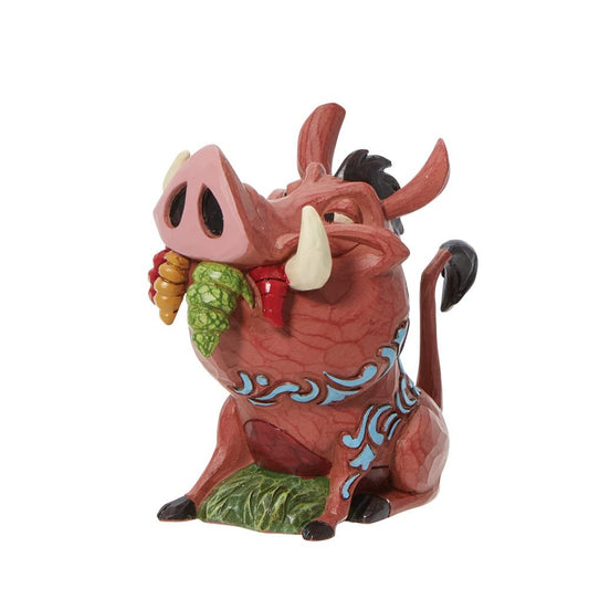 Disney Traditions miniatuurbeeldje van Pumbaa uit The Lion King, ontworpen door Jim Shore, handgemaakt en handbeschilderd.