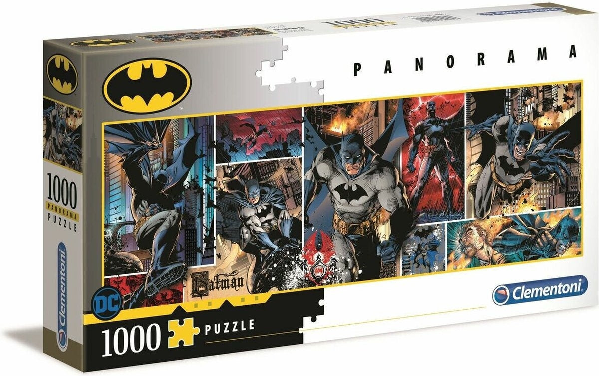De Clementoni Batman Panorama puzzel (1000 stukjes) brengt Gotham tot leven in een stoere panorama-afbeelding van Batman. Dankzij het extra brede formaat en de hoogwaardige kwaliteit van Clementoni geniet je van urenlang puzzelplezier en een indrukwekkend eindresultaat. Perfect voor Batman-fans en puzzelliefhebbers.