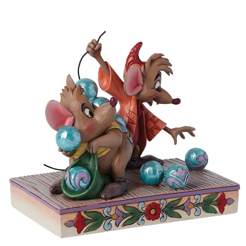 Decoratief Disney-beeldje van Gus & Jaq met parelmoerafwerking, perfect voor verzamelaars.