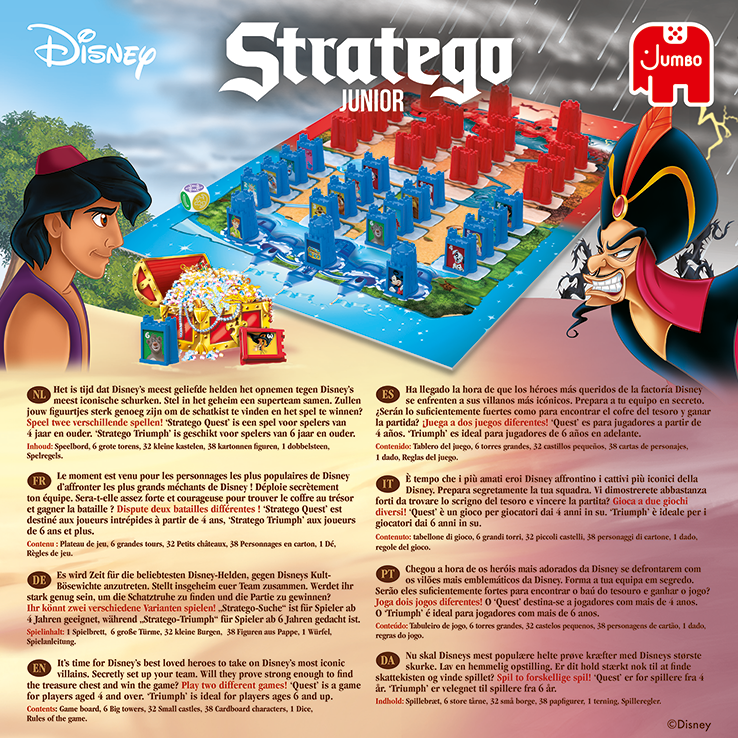 Avontuur en strategie komen samen met Disney Stratego Junior. Kleurrijke Disney-illustraties maken elk potje spannend en leuk voor kinderen vanaf 4 jaar.