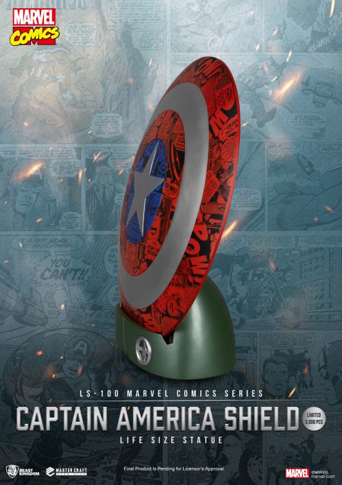 Marvel’s Captain America schild in levensgrote uitvoering, perfect voor fans en verzamelaars.