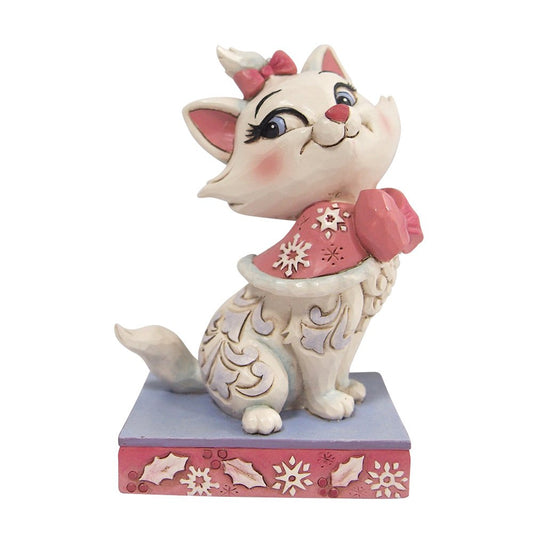 Handbeschilderd kerstbeeldje van Marie uit The Aristocats, met feestelijke kerstmuts en sierlijke folk art-details, ontworpen door Jim Shore.
