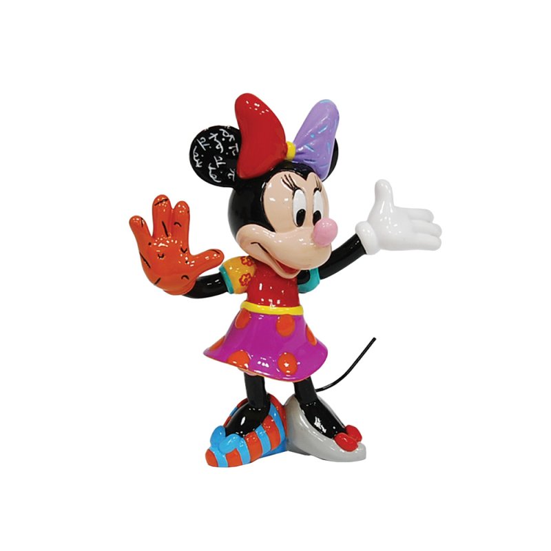 Kleurrijke Minnie Mouse miniatuur van Romero Britto die Disney-magie en popart combineert in een uniek handbeschilderd kunstwerk.