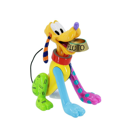 Beeldje van Disney’s Pluto ontworpen door Romero Britto, handbeschilderd in vrolijke kleuren en patronen.
